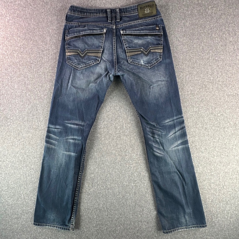 Buffalo Jeans Mens 31 Six Slim Straight Blue Faded Whiskered David Bitton - Picture 2 of 11